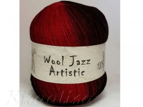 Dzija MIDARA Artistic Wool Jazz 7/2-005 melna-sarkana  nopirkt interneta veikalā