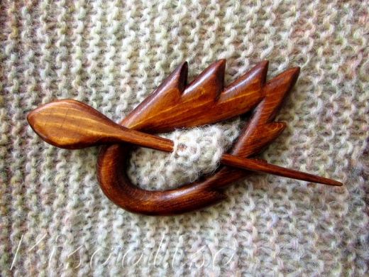 Brooch for shawls, wood - Bird  buy in the online store