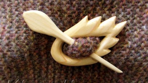 Brooch for shawls, wood - Bird (light)  buy in the online store